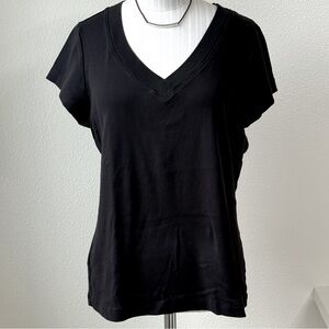 Tommy Bahama Women’s V-Neck Cotton Short Sleeve Black T-Shirt-Women’s Size Large